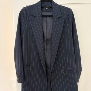 Ganni Dark Navy Pinstripe Jacket Blazer Size 34